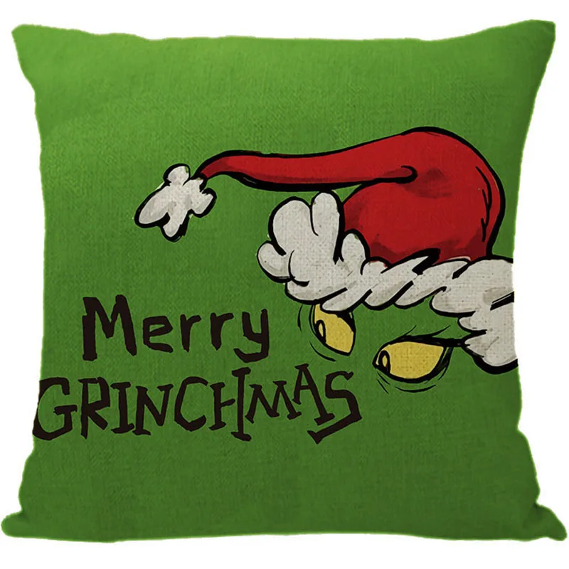 Cartoon Merry Grinches Cushion Cover for Living Room Decoration Green Hair Monster Ornaments Home decoration New Year Gifts 2023