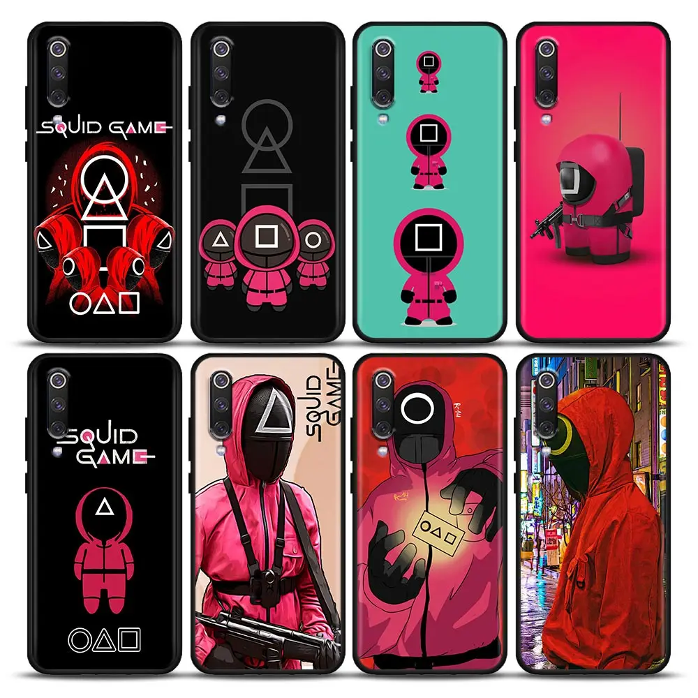 

Cute Squid Game TV Red Green Silicone Soft Case For Xiaomi Mi 9 9se 8 10 10T A2 Lite 10S 9T CC9 Note 10 Pro 9Lite Cover Fundas