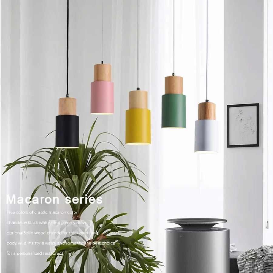 

Простые подвесные светильники в скандинавском стиле, светодиодная деревянная Подвесная лампа, красочная фотолампа для кухонного островка,...