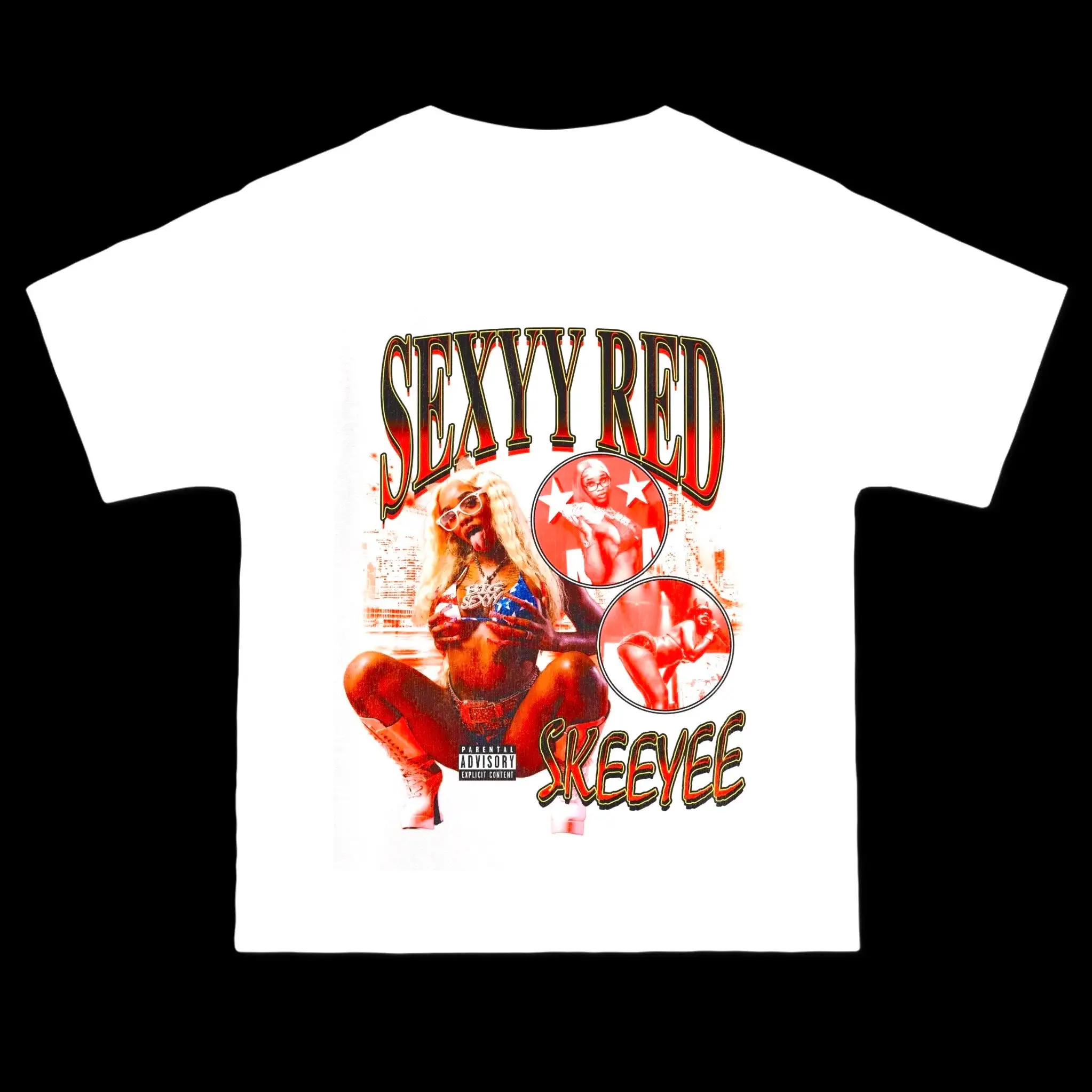 Сексуальная Красная Тяжелая белая футболка skeeyee graphic с коротким рукавом
