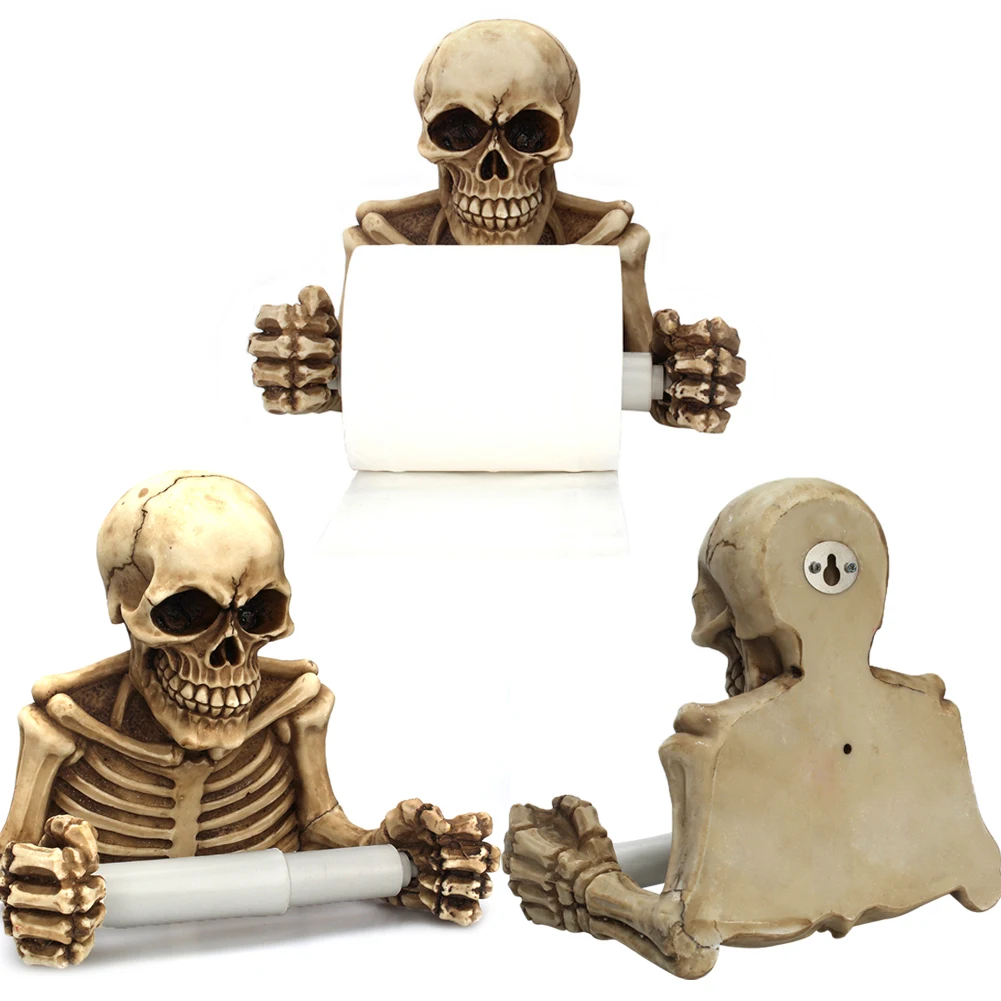 

Decorations Home Scary Toilet Paper Holder Wall Hanging Resin Club Bathroom Party Skeleton Skulls Pendant Horror Halloween Props