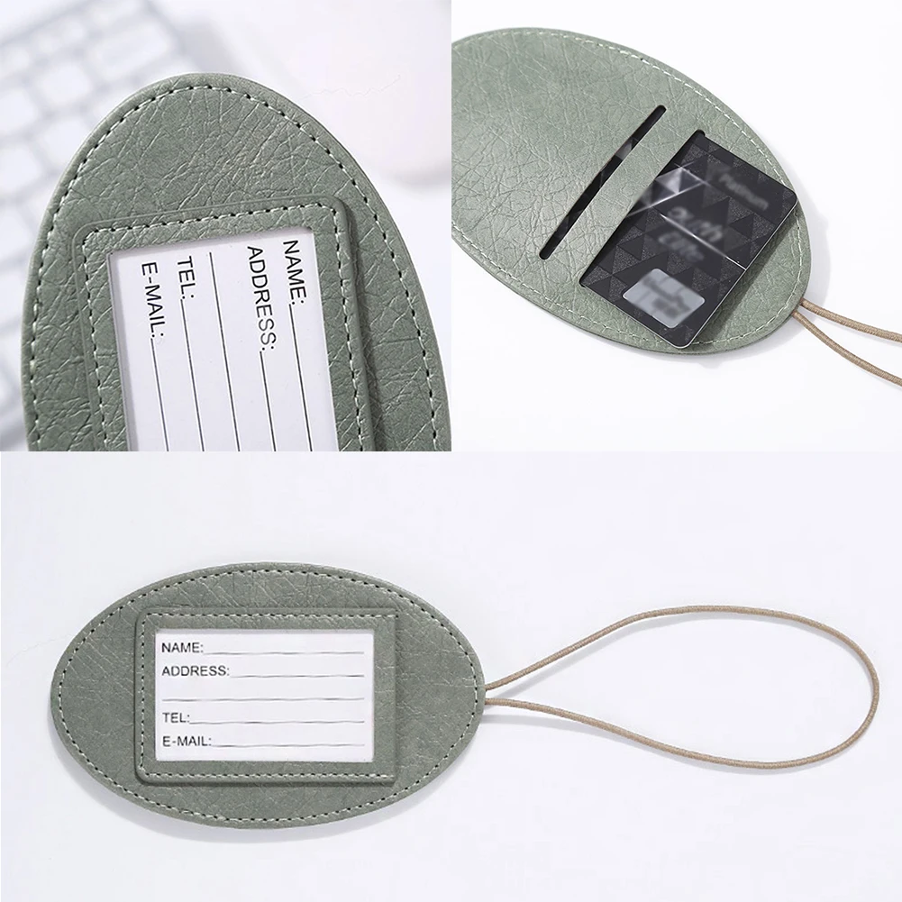 

Luggage Tag Leather Bus Card Case Travel Luggage Label Suitcase Luggage Tags Checked Boarding Portable ID Address Card