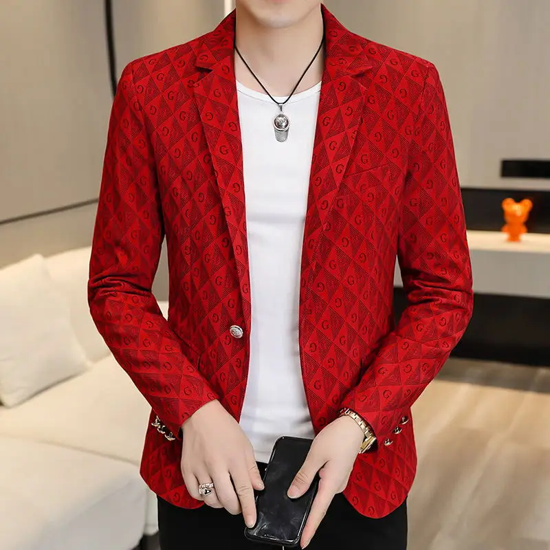 

Boutique Men's Suits Fashion Business Gentlemen Slim Casual Italian Style Letters Teen Dresses Beautiful Wedding Dress Blazer