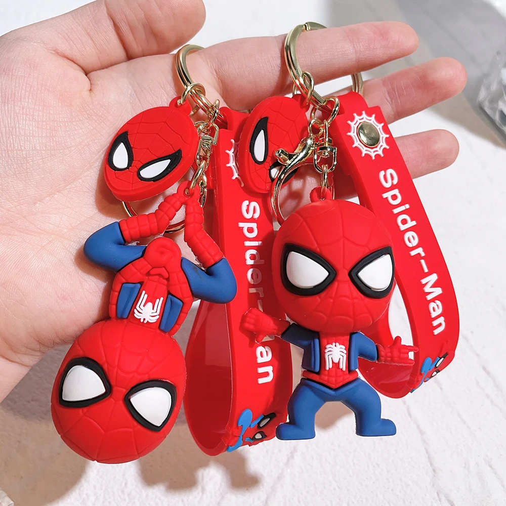 

Superhero Spider Man PVC Figurine Model Keychain Q Version The Avengers Pendant Keyring for Men Backpack Ornament Toy Gift