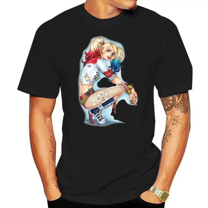 

Camiseta с принтом Квинн для мужчин, camisa negra de Joker, ropa de cuello Round Do, camisetas 100% de algodón para estudian