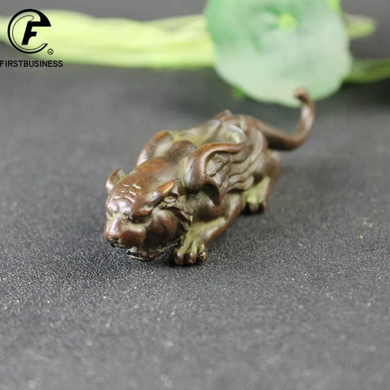 Античный медный Тигр с крыльями маленькая статуя настольное украшение фигурки