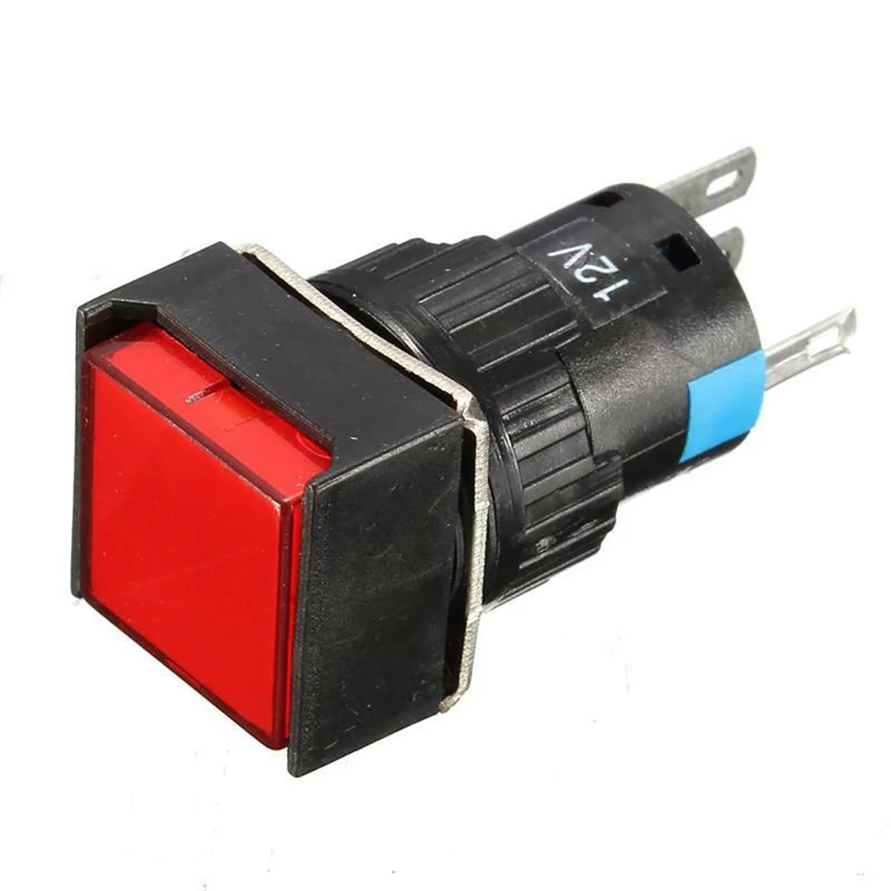 

12V 24V 220V 16mm Momentary Push Button Push Button Switch 5Pin Switch For Automation Equipment Red Green Blue Yellow LED