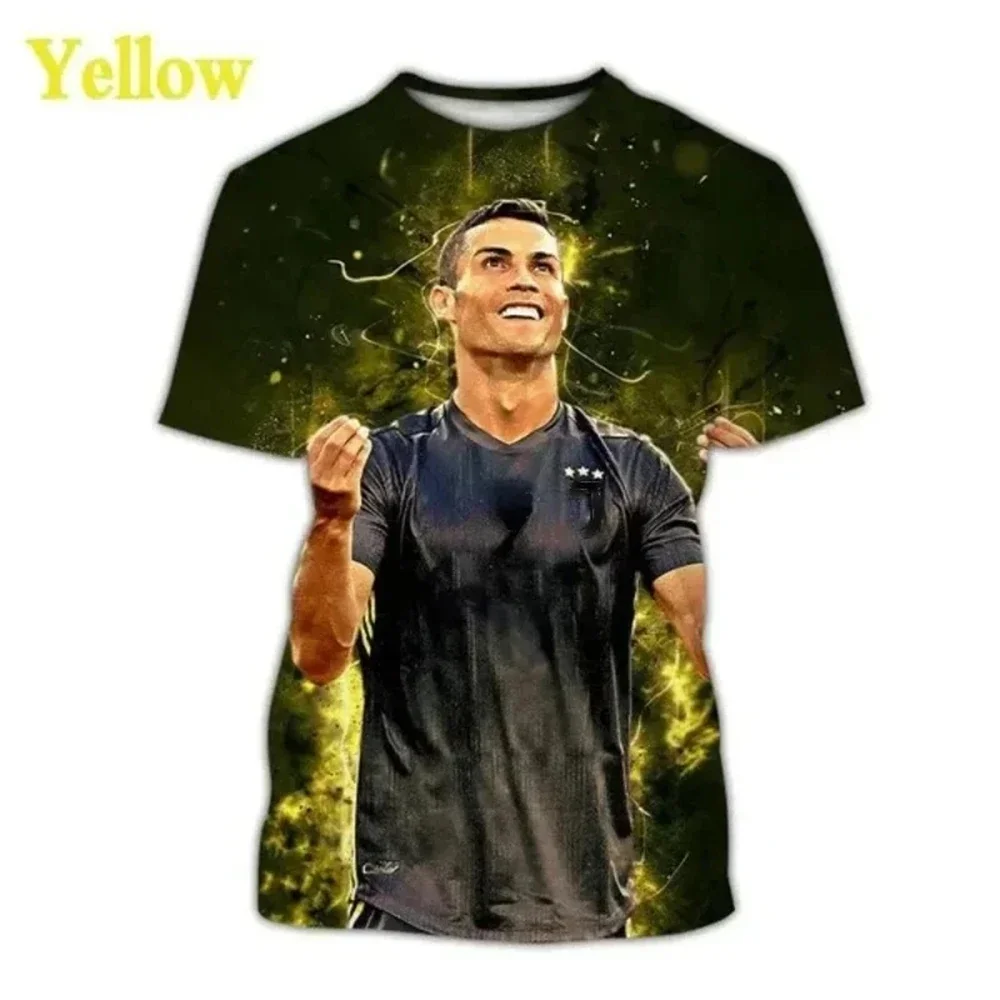 2024 Summer New Fashionable Football Star Cristiano Ronaldo 3D Printed T-shirt Men's Super Large Round Neck Short Sl