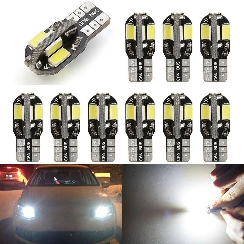 10pcs W5w T10 Led Lamps Canbus 5730 8smd 12v 6000k 194 168 Led Car Interior Map Dome Lights Parking Light Lamp Auto Signal