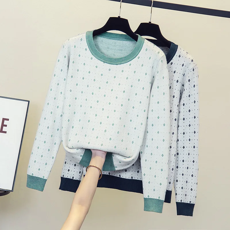 

Y2K Green Knitted Sweater Flower Women O Neck Long Sleeve Pullovers Casual Oversize Tops 2022 Autumn Fashion Streetwear Suéteres