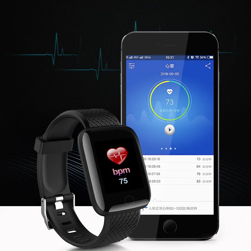

Умные часы D13 для мужчин и женщин, водонепроницаемый смарт-браслет с тонометром и пульсометром, фитнес-трекер для спорта 116 для Android и IOS