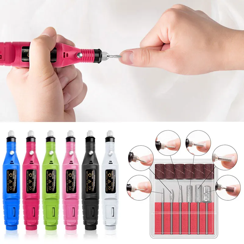 

Professional Electric Nail Drill Kit For Acrylic Gel Nails Manicure Pedicure Polishing Shape Tools USB Electric Nail Drill