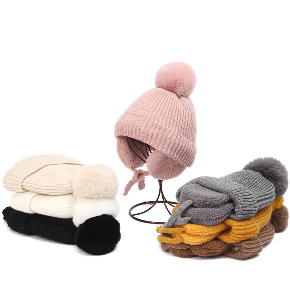 

Модные детские зимние вязаные шапки с плюшевой подкладкой, шапка с ушами, кашемировая шапка, теплая шапка