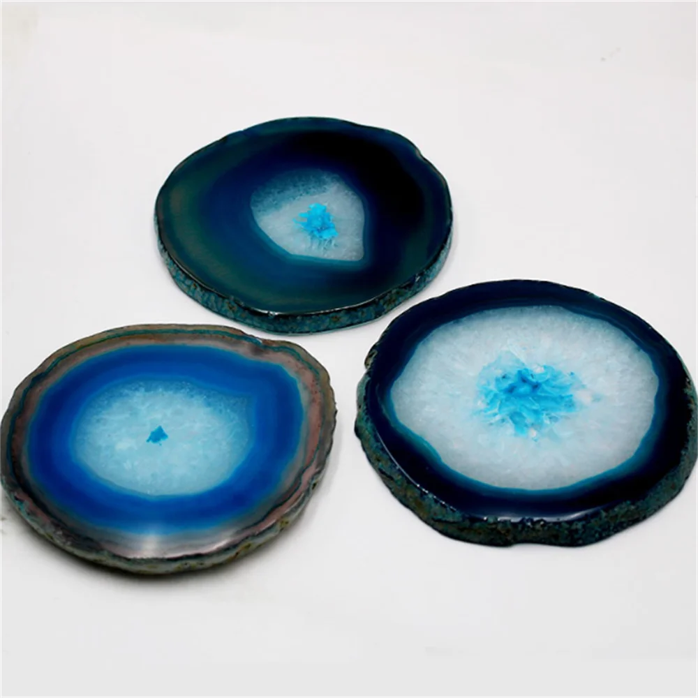 2023 New Natural Colorful Agate Cup Pad Color Round Scenery Piece Make by Original Stone Nail Enhancem For Hotel Restaurant Home