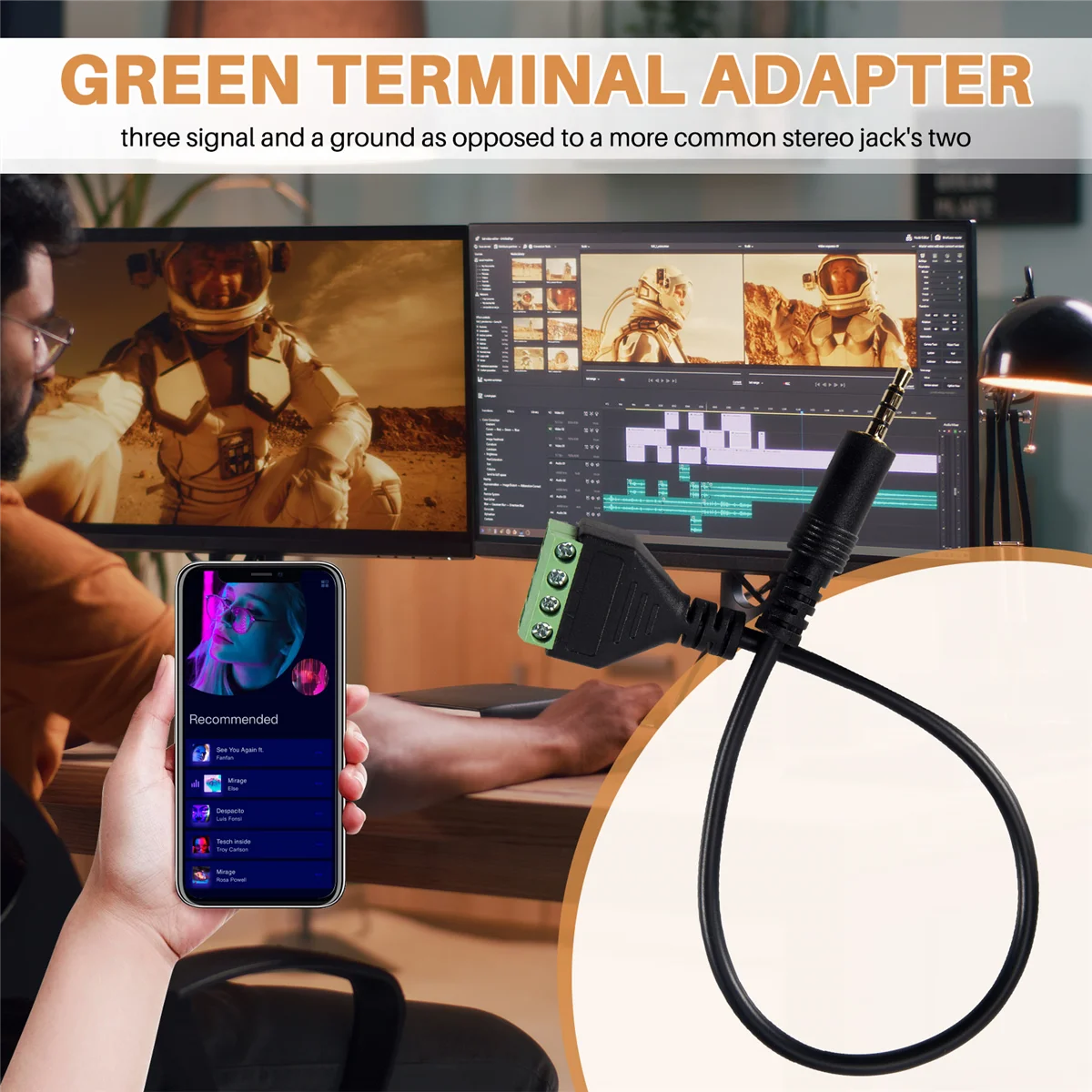 Адаптер с винтовой клеммой 3 5 мм акустический кабель 4-жильный стерео TRRS