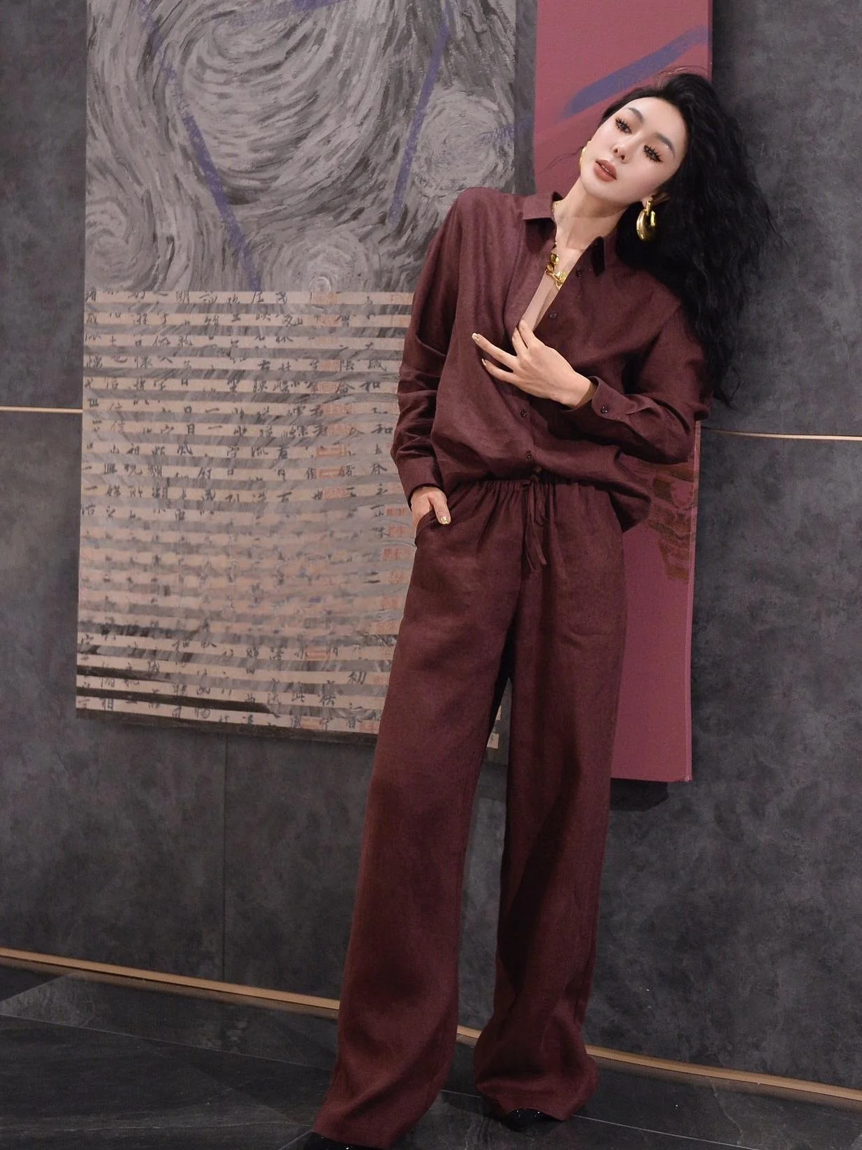 Zeroyk Old Money Sle Модный комплект Idle Свободные рубашки из чистого льна Брюки Супер