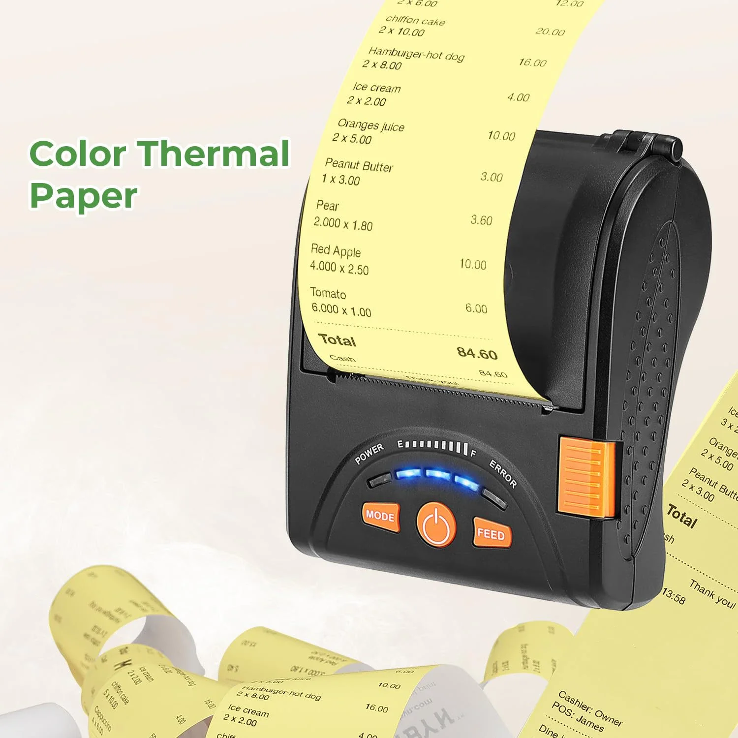 Color Cash Register Printing Paper Thermal Papers Roll 2 1/4&quotx 50' Compatible With 80mm Receipt Printer POS Credit Card Machines