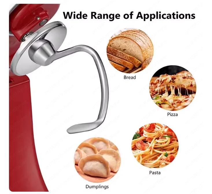 Фото Крючок для теста из нержавеющей стали, подходит для Kitchenaid 4,5-5QT, насадки для миксеров с наклонной головкой, сменные аксессуары, полированные №1