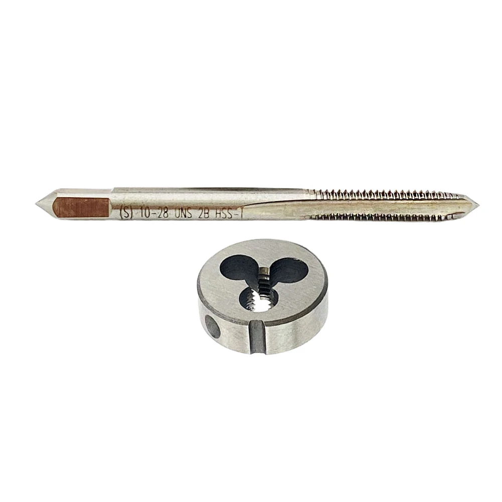 

Tap And Die Set HSS 10-28 UNS CNC Flat Tap & 10-28 UNS Die Right Hand Handle Tool Parts CNC Tool Accessories