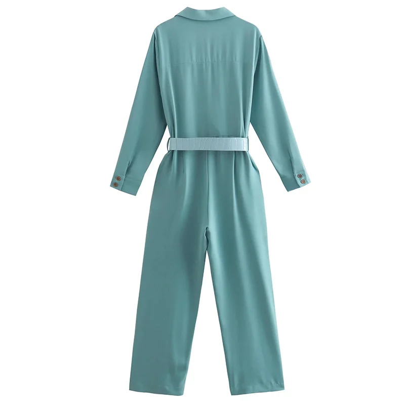 Ardm Elegant High Waist Jumpsuit Women 2022 Casual Notch Collar With Belt Office Ladies Straight Playsuit Pantalones De Mujer