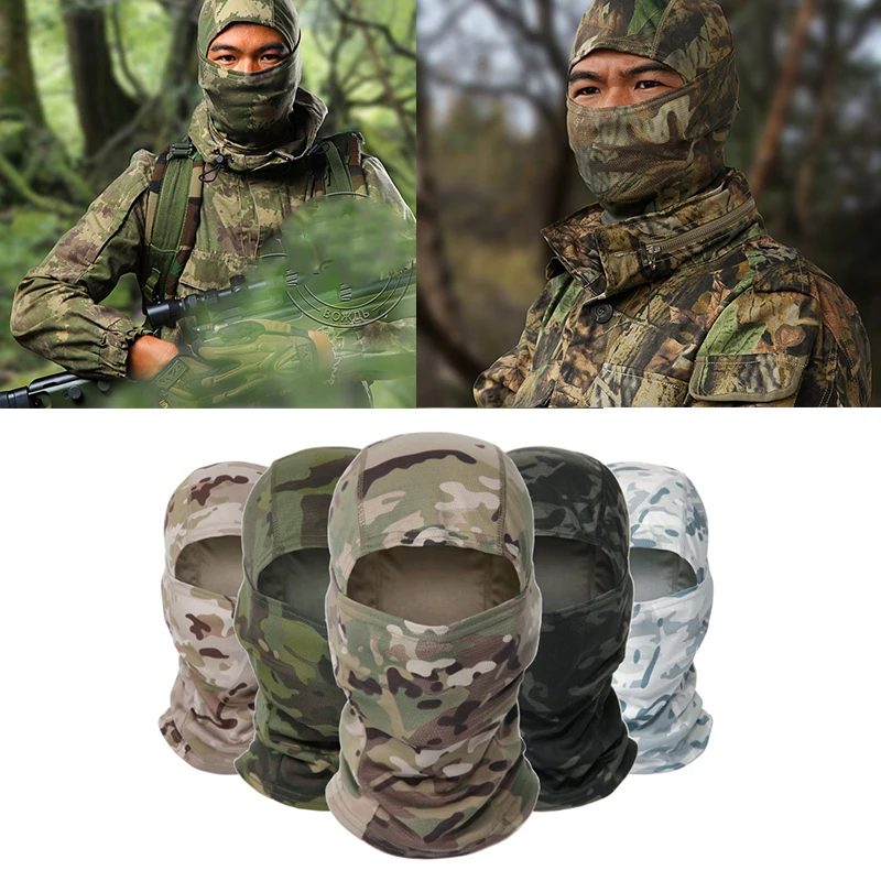 

Tactical Camouflage Balaclava Full Face Mask CS Wargame Army Hunting Cycling Sports Helmet Liner Military Multicam CP Scarf