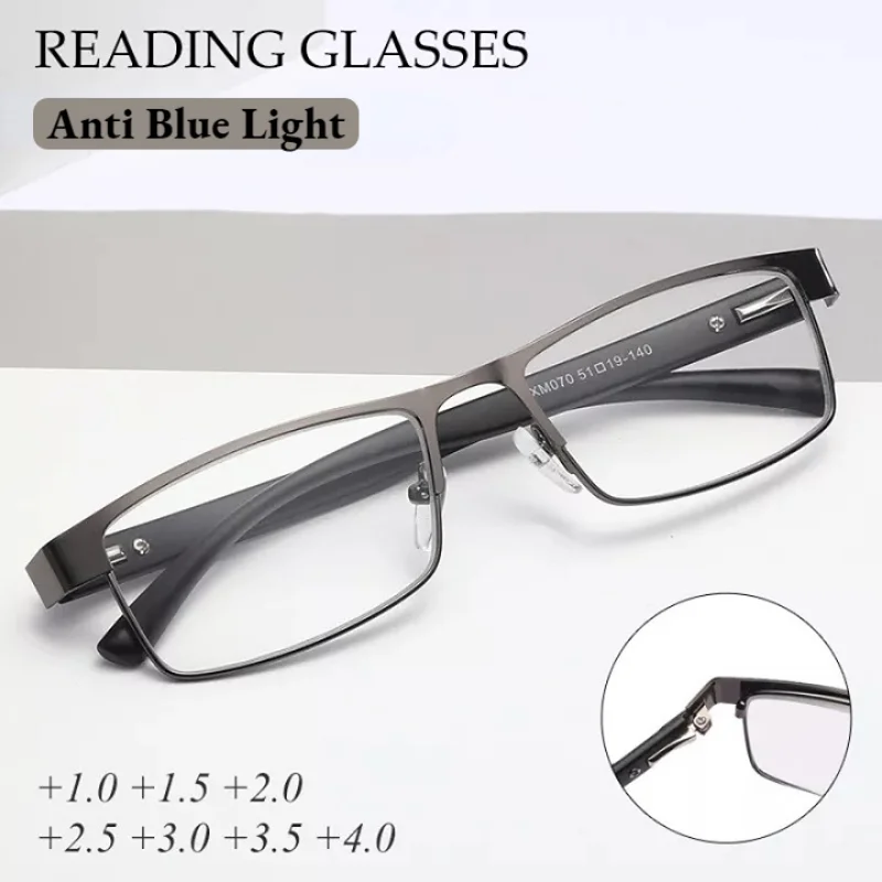 

FG Men's titanium alloy reading glasses Retro business style presbyopic glasses +1.0-+4.0