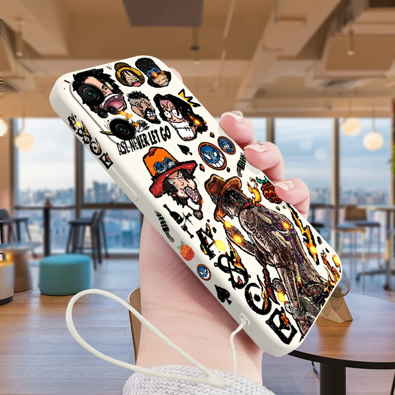 

Anime O-Ones Pieces Aces Phone Case For Xiaomi Redmi Note 12 12Pro 11 11S 11T 10S 10 9S 9T Pro Plus 5G Liquid Left Rope