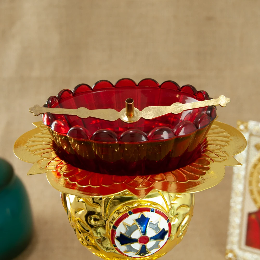 Православный подсвечник церковный Иисуса жертвенный с масляной стеклянной