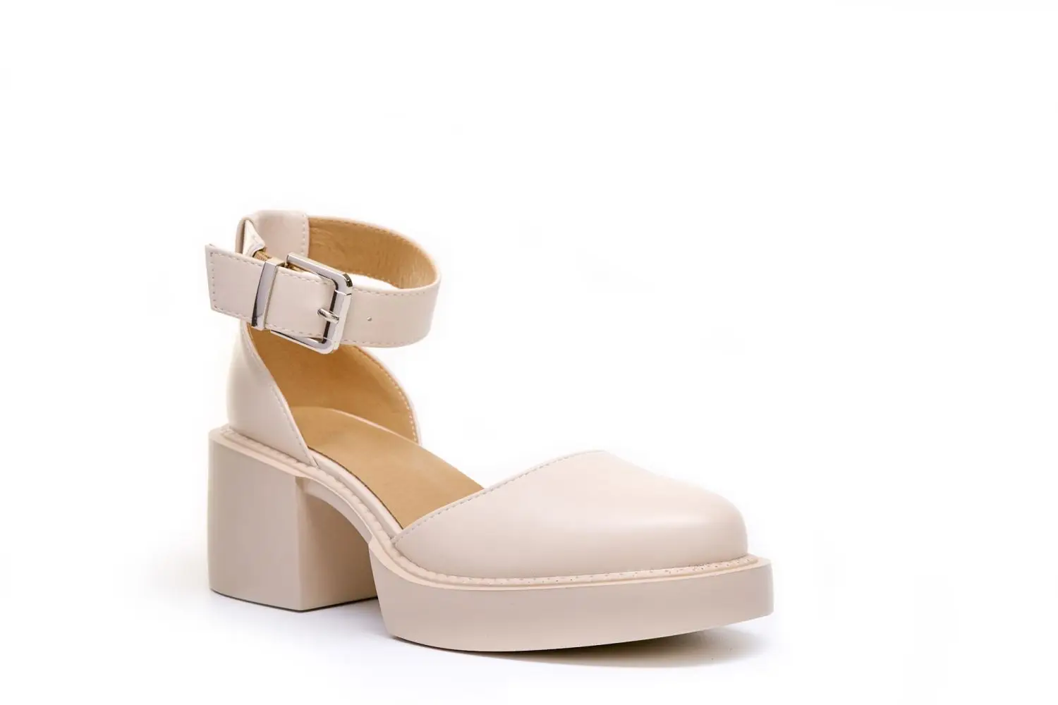 Summer Women Sandles Round Toe Ladies Casual Sandles Solid Beige Ankle-Wrap Buckle Strap Platform Shoes Sandalias Transparente