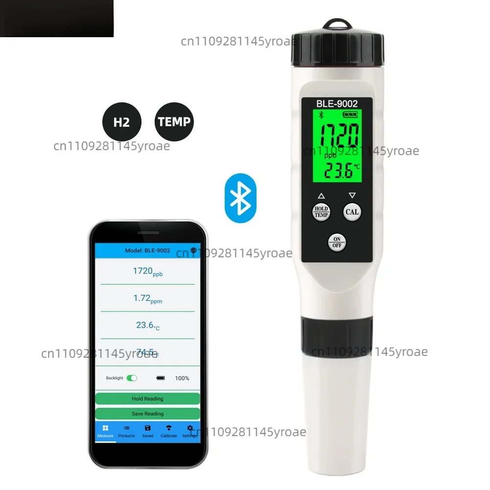 Фото Bluetooth-детектор водорода и температуры 2-в-1 (0~2990ppb), цифровой прибор для тестирования качества воды с подключением к мобильному приложению №3