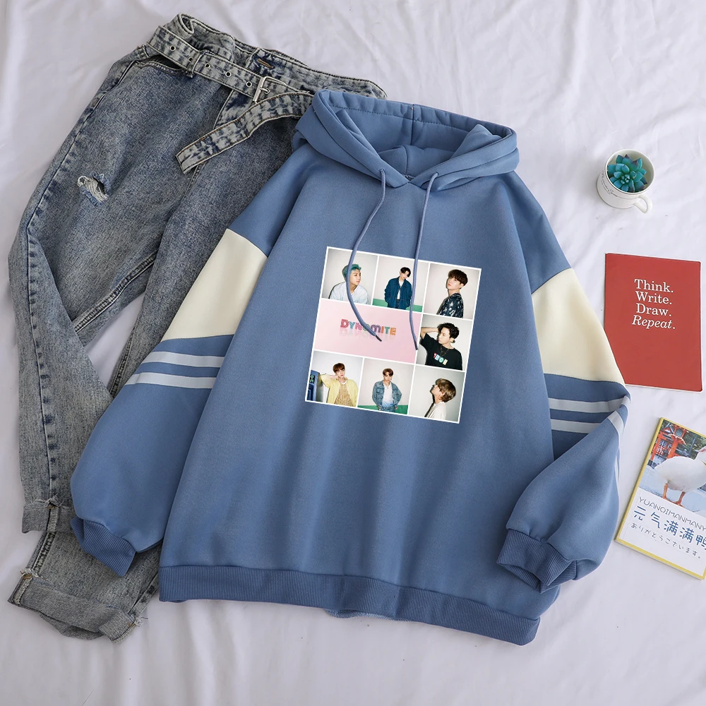 Толстовки с капюшоном Kpop для женщин корейский стиль толстовка Bangtan Boys рисунком