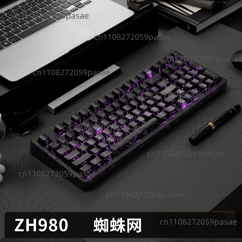 Фото Механическая клавиатура ZH980 Black Spider Web, проводная, Bluetooth, настраиваемая. №1