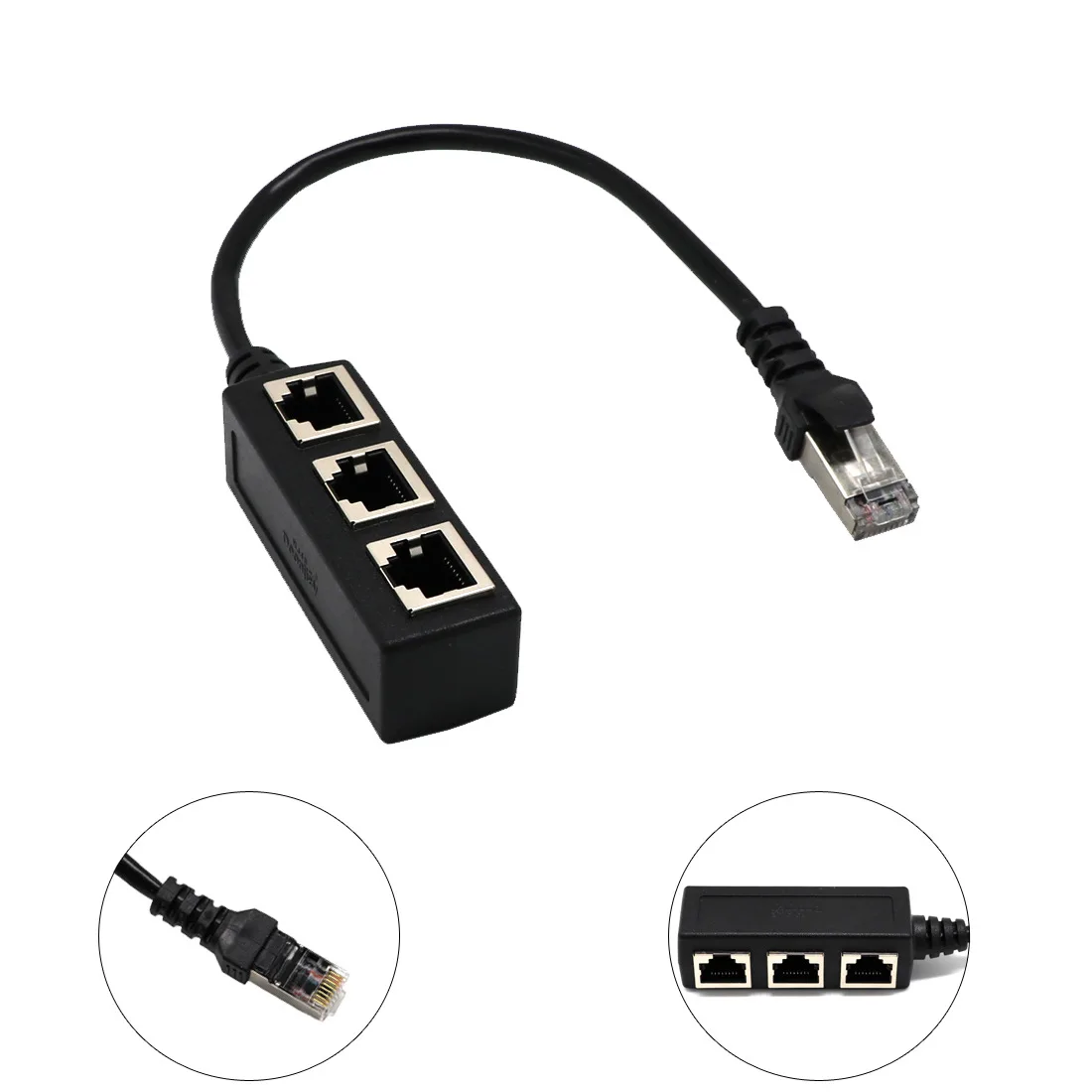 3 in 1 RJ45 Splitter LAN Ethernet Network RJ45 Connector Extender Adapter Cable for Networking Extension 1 Male to 2/3 Female