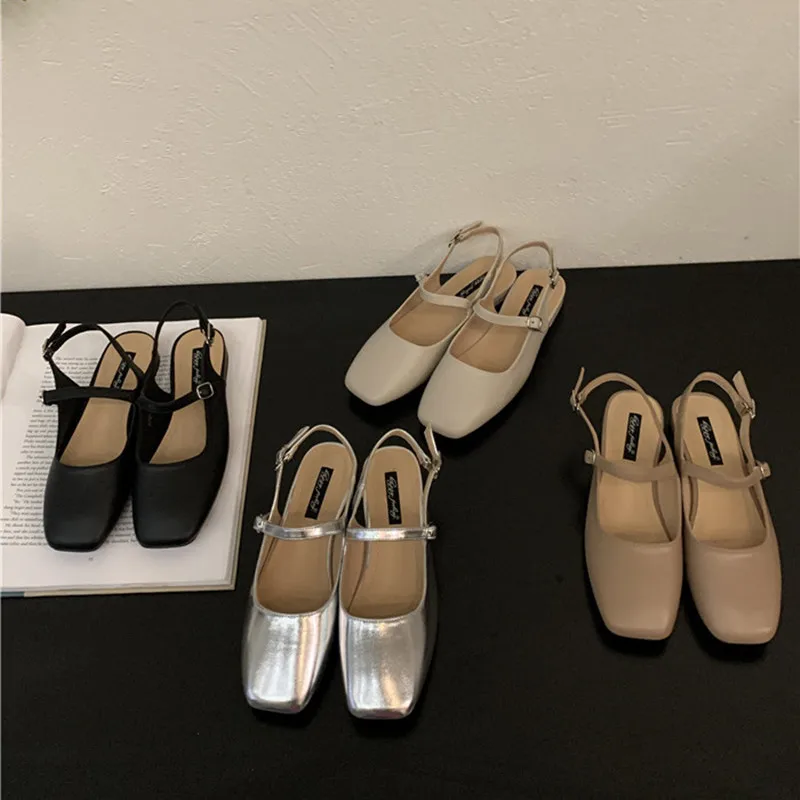 

Женские туфли на низком каблуке, без застежки, на плоской подошве