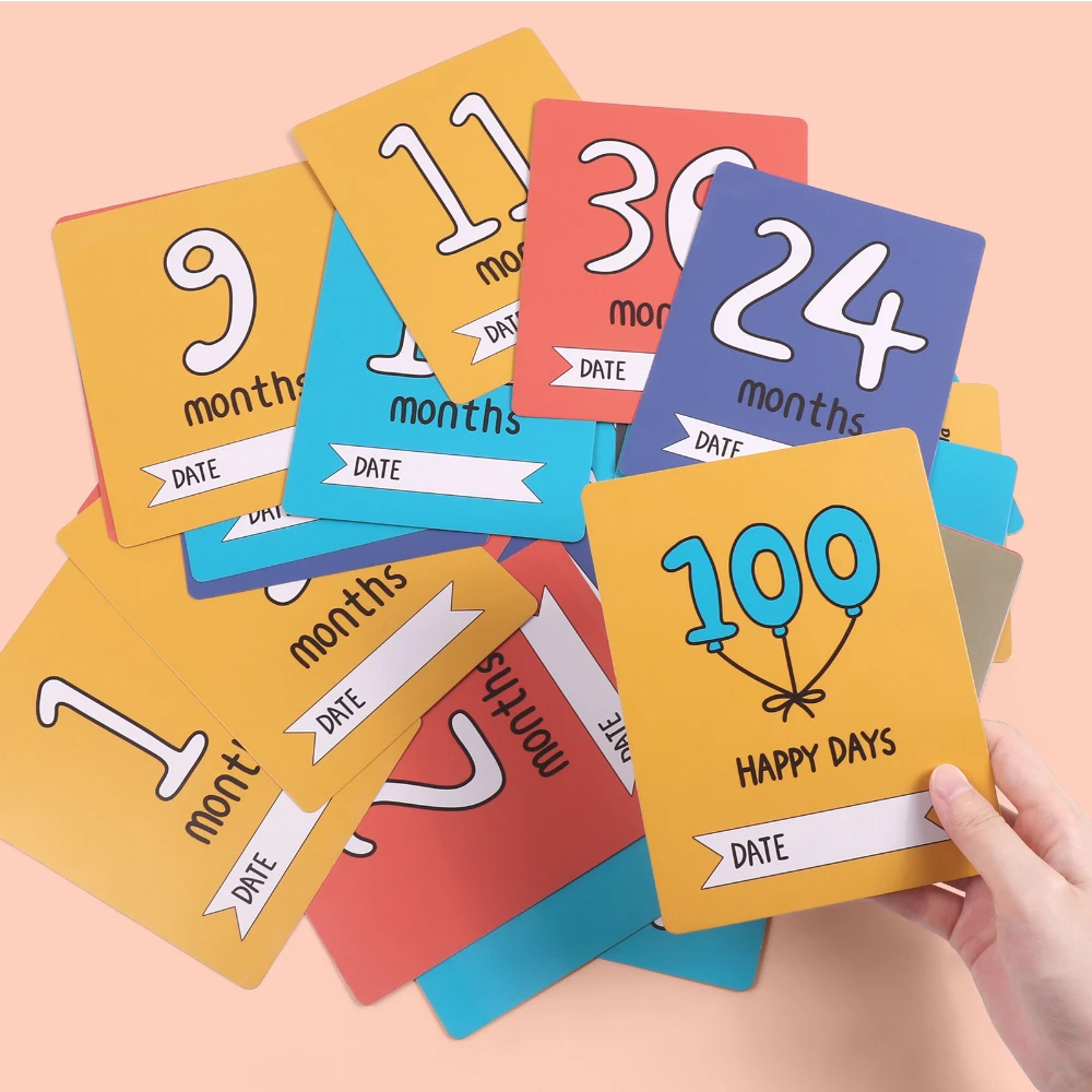 

32pcs Baby Commemorate Card Milestone Photo Card Full Moon Baby Age Card Souvenir Sticker Newborn Photo Props Photo Accessories