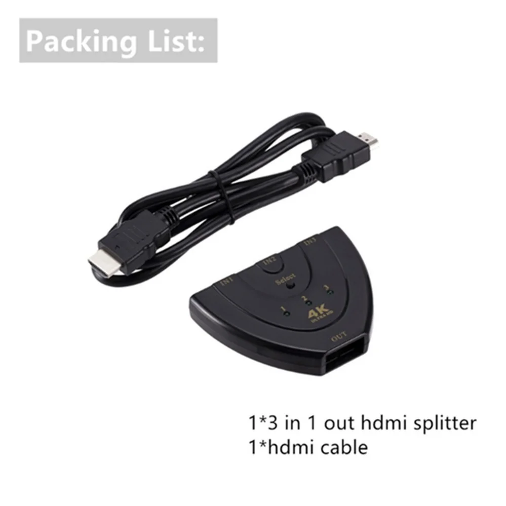 PzzPss 4K HDMI переключатель * 2K 3D Mini 3 порта сплиттер в 1 порт концентратор для DVD HDTV