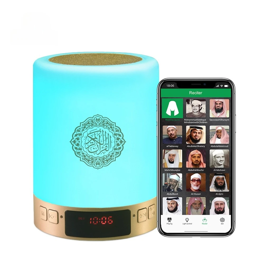 

Muslim Gifts Al Quran Digital Mp3 Player Led Touch Lamp Azan Clock Remote Control Night Light Quran Player