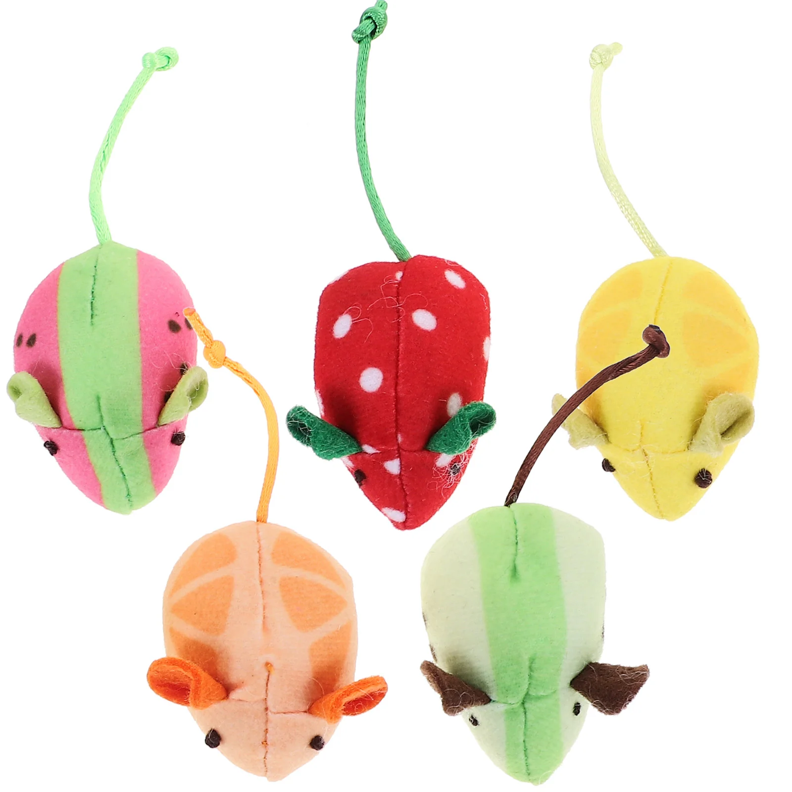 

5pcs Cartoon Fruit Mice Toys Plush Cat Toys Catnip Mice Cat Plaything Funny Toys