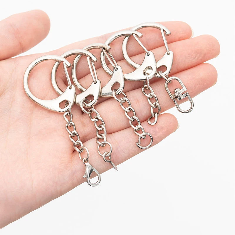 

10pcs Metal Blank Keyring Keychain Split Rings Keyfob Lobster Clasp Key Ring DIY Key Pendant Chains Climbing Buckles Carabiner