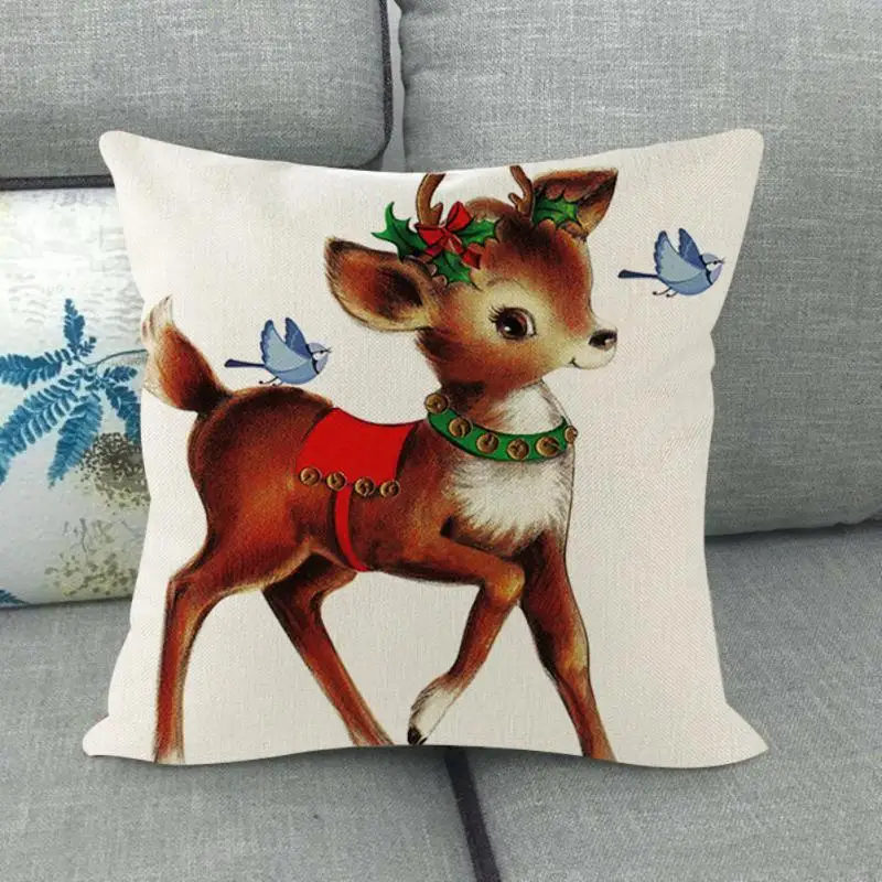 

Christmas Cushion Cover Christmas Pillowcase Linen Pillowcase Navidad Merry Christmas Decorations Gifts New Year 2022 45cmx45cm