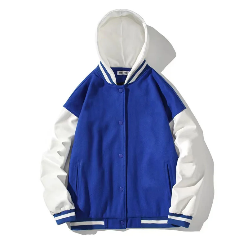 

2022 New Autumn Basebal Jacket Men Hooded Casual Bomber Coat Fashion Patchwork Hooded Jacket Mens Single Breasted Sport Coat Man