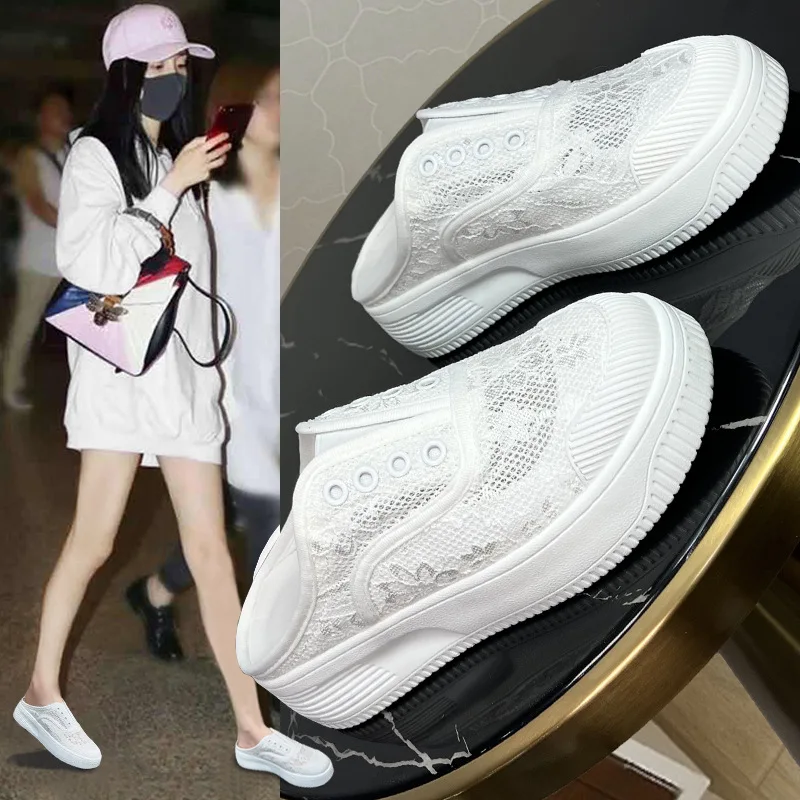 

Женская обувь для рыбалки, полуприцеп, Новинка лета 2023, дышащие модные сандалии с кружевом и сеткой