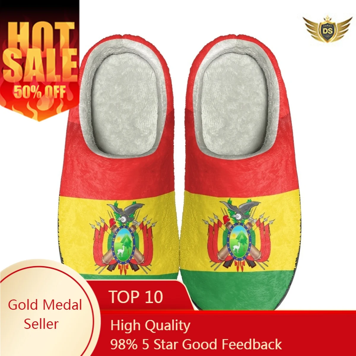 

Indoor Casual Lady Slides The National Flag of Bolivia Autumu Winter Home Warm Slippers Dropshipping Comfortable Cotton Slippers