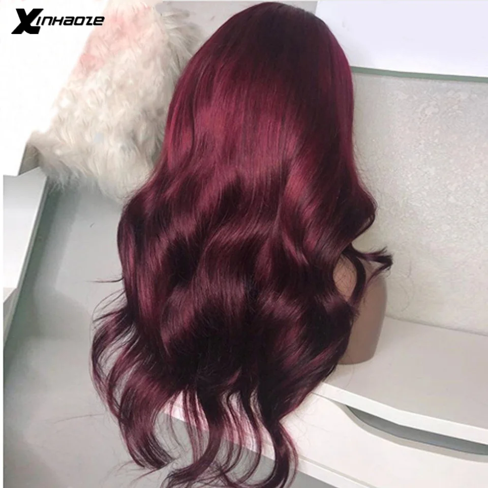 Xinhaoze Ombre 99J U Part Wigs Middle/Left/Right Malaysian Body Wave Pre Plucked 180% Density 2x4'' Human Hair | Шиньоны и