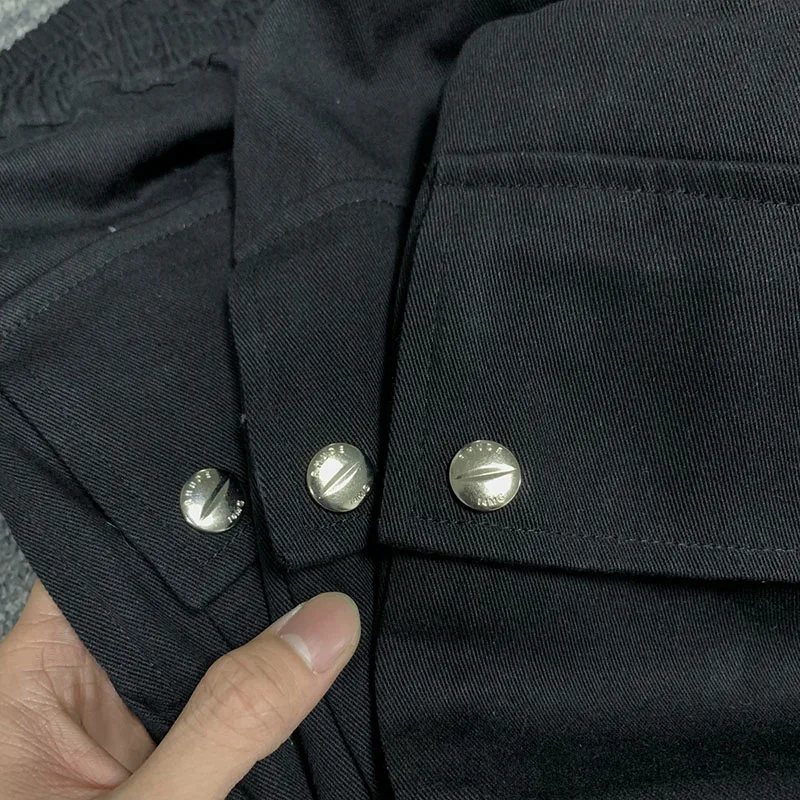 RHUDE Trousers Multi-pocket Overalls Drawstring Straight Loose Jeans Casual Button Rhude Pants Men's Pants