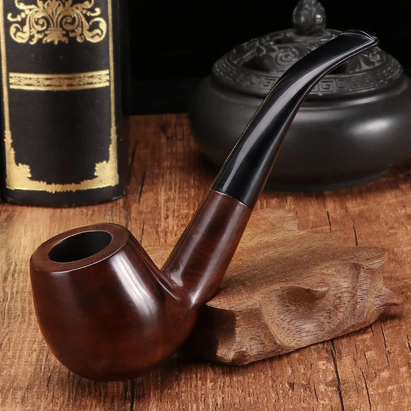 

New Ebony Bent, Retro Style Portable Filtered Wood Pipe