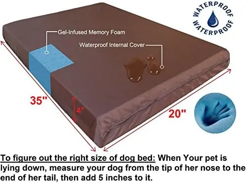 

Large Orthopedic Memory Foam Dog Bed for Large Dogs, Durable Denim Cover, Waterproof Liner and Extra Pet Bed Case, Fit 48"X3