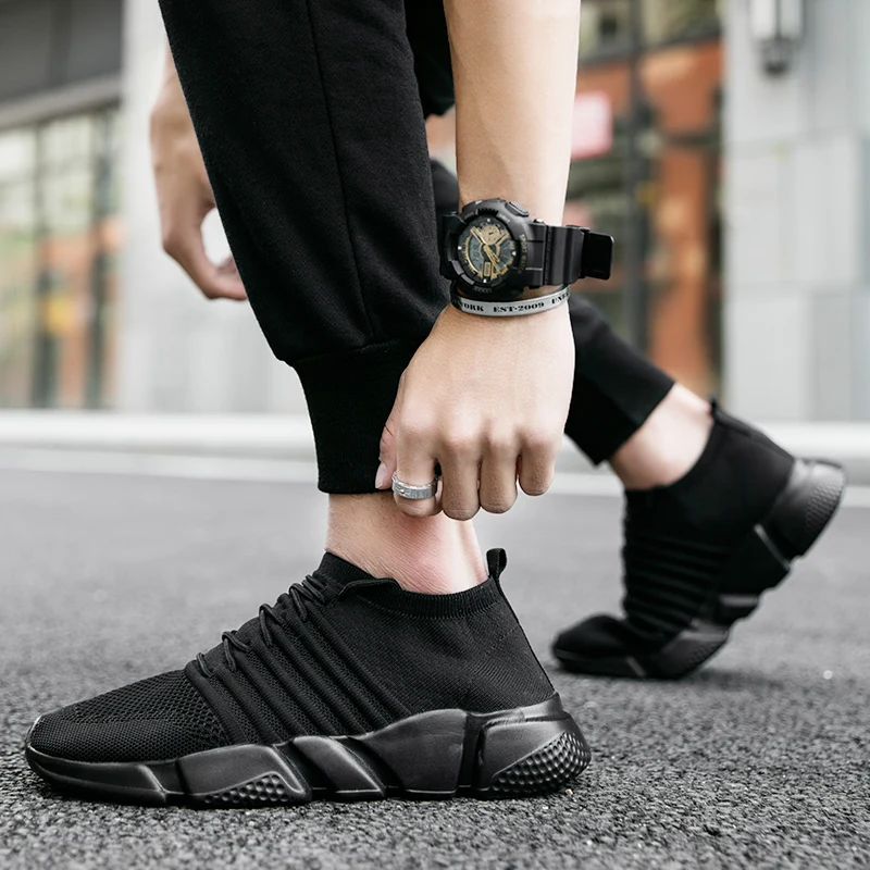 Fashion Black Sock Shoes Sneakers For Men Mesh Light Unisex Running Shoes Big Size Outdoor Walking Athletic Shoes tenis masculin
