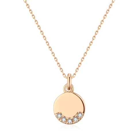 Лидер продаж 585, ожерелья Kinel из розового золота с круглой подвеской в виде монеты для женщин, простой глянцевый кулон из натурального циркония, драгоценные украшения