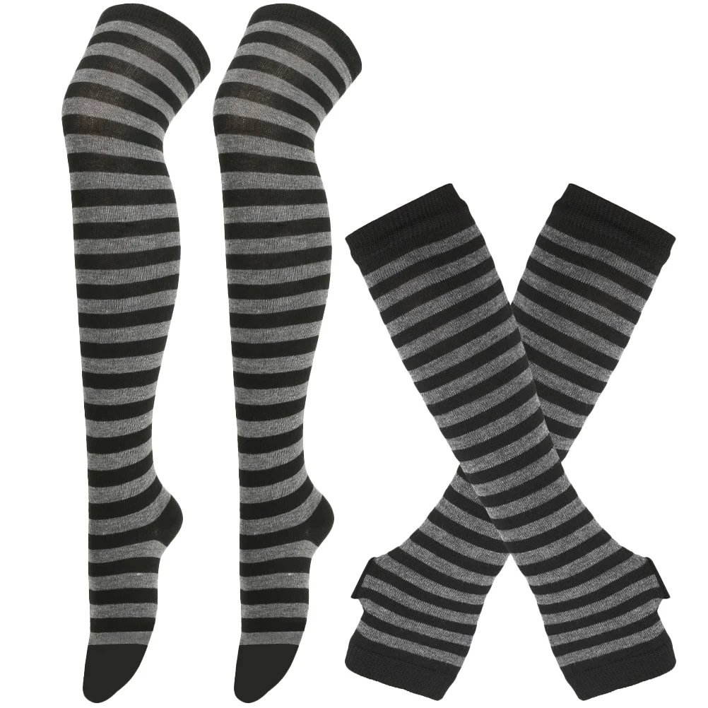 

Striped Glove Stockings Winter Supplies Womens Knee High Socks Cotton Long Arm Sleeves Women's